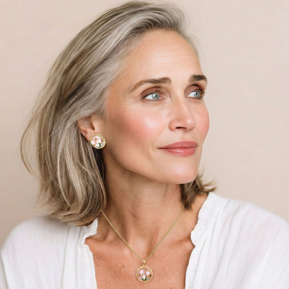 Lily of Grace Stud Earrings and Necklace Set