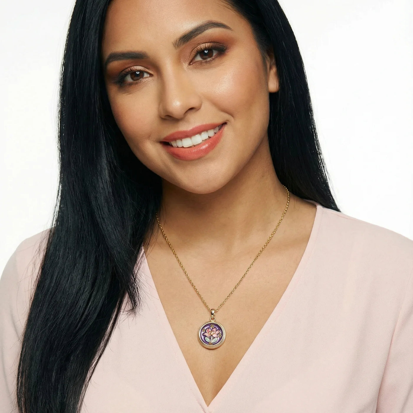 midnight rose pendant on model