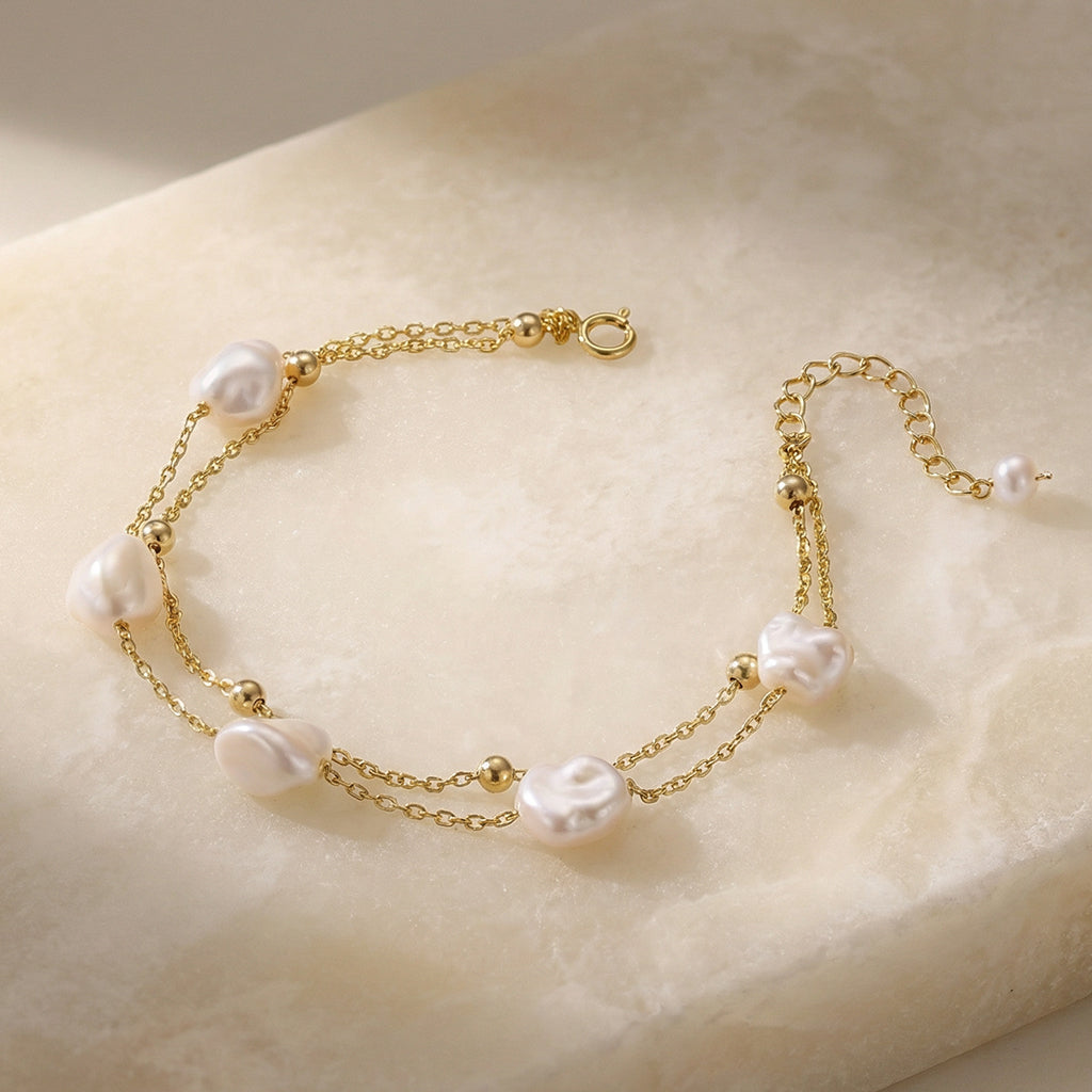 Elemental Baroque Pearl Layered Bracelet