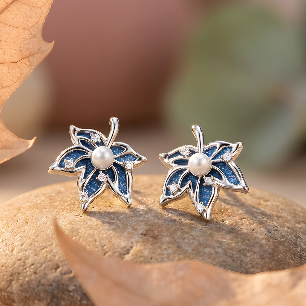 Maple Denim Stud Earrings Lifestyle