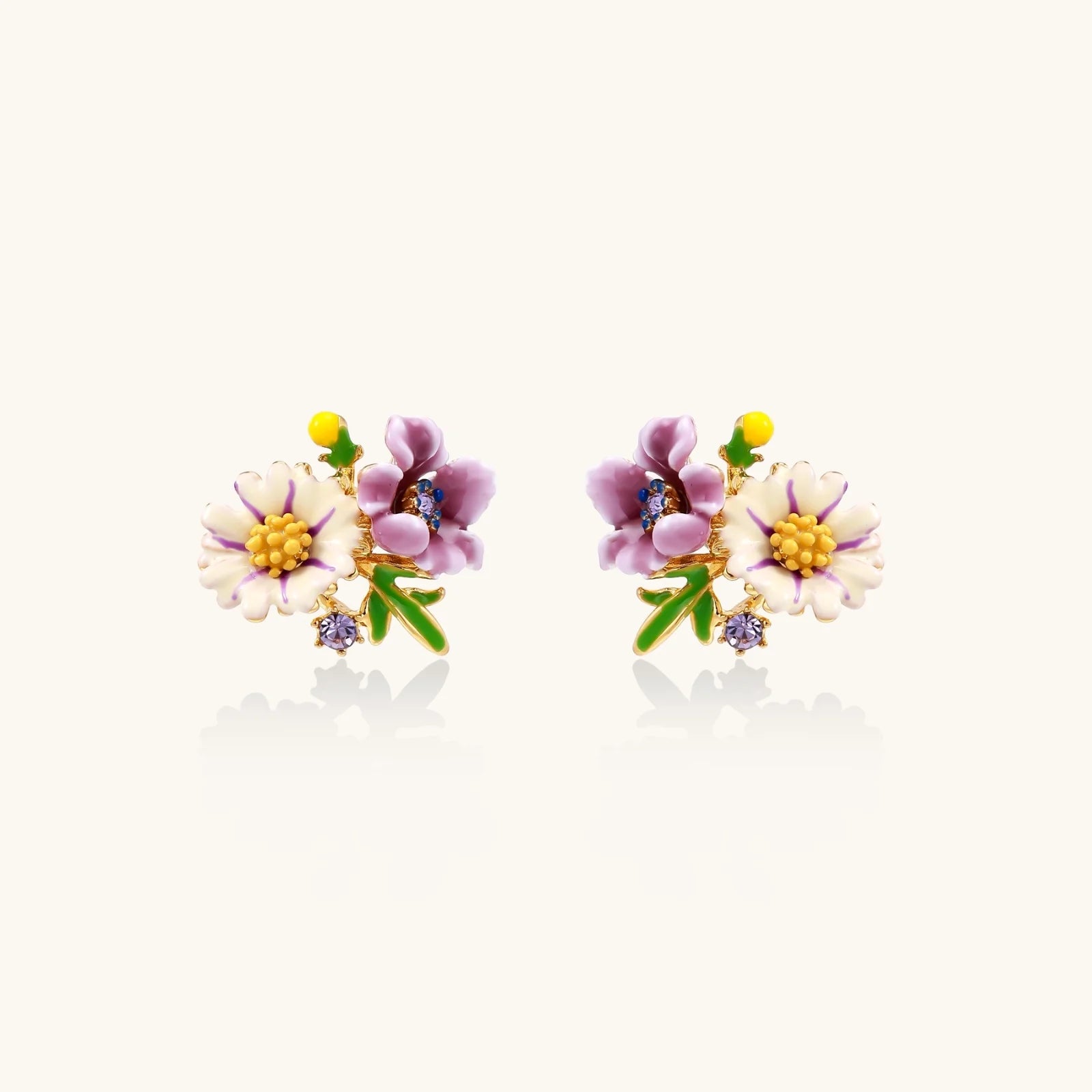 Purple Wildflower Stud Earrings