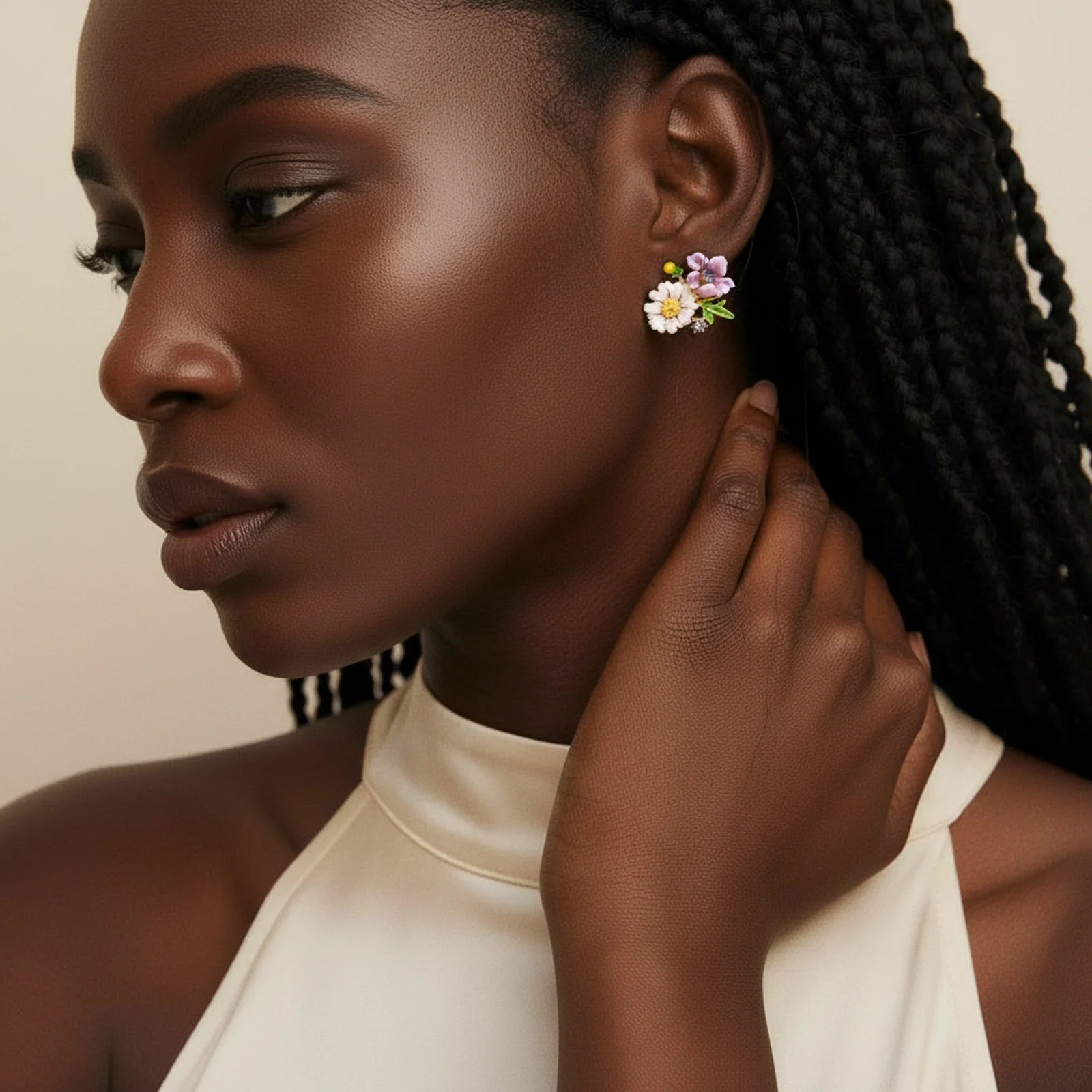 Purple Wildflower Stud Earrings