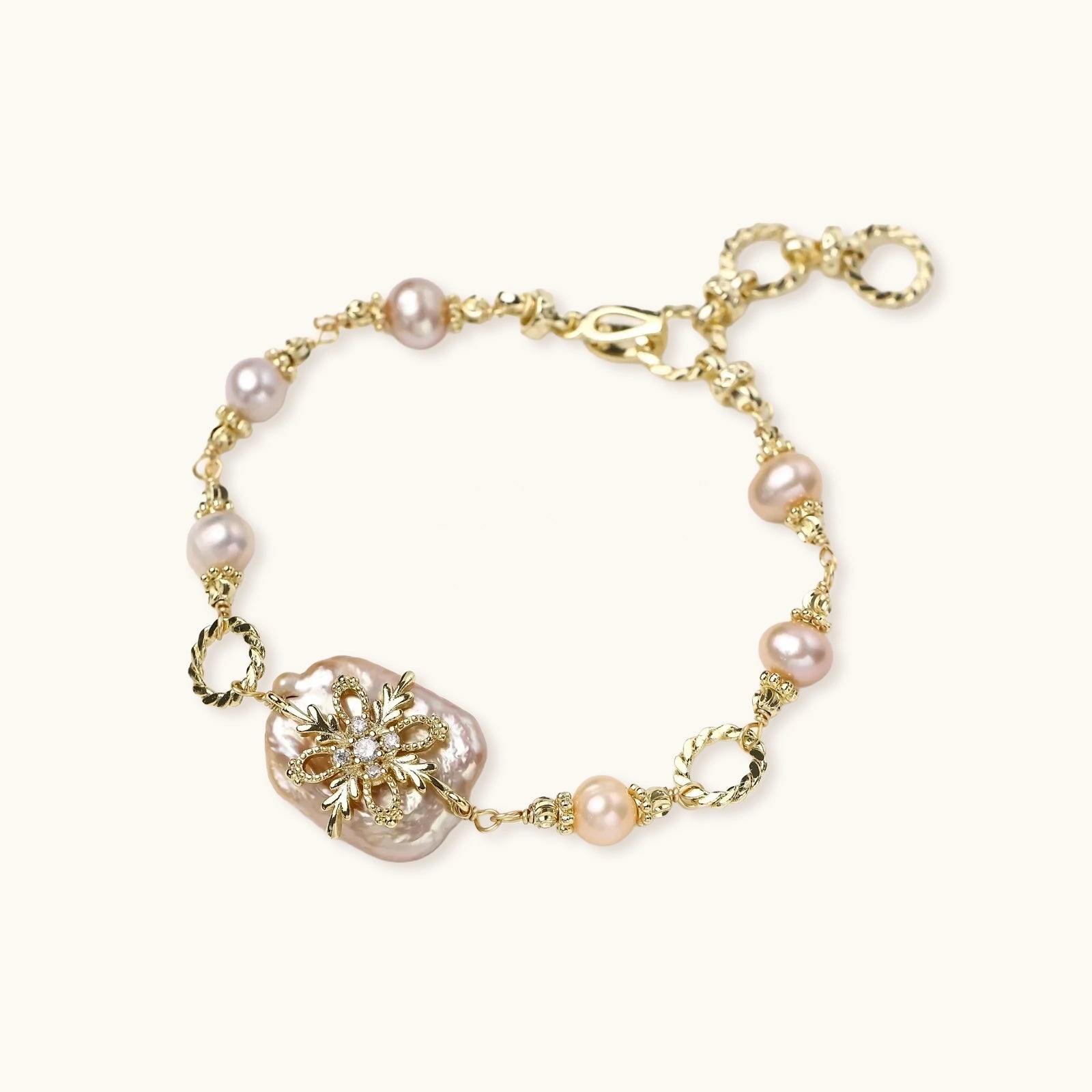 floral baroque and freshwater pearl bracelet