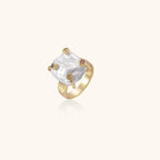 Gold baroque ring with gemstones sideways shot