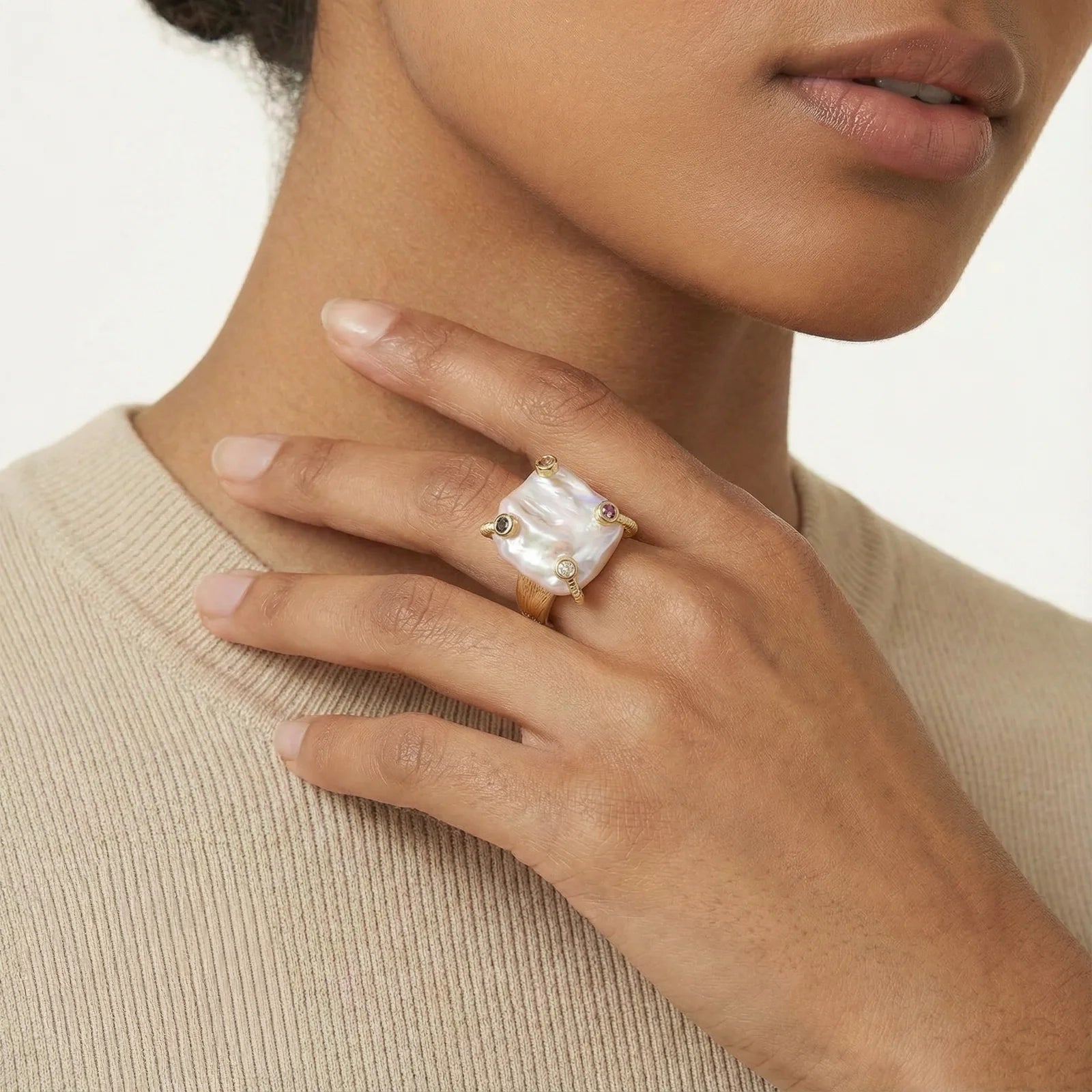 Elemental Baroque Pearl Ring