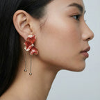 Coral Veil Drop Earrings
