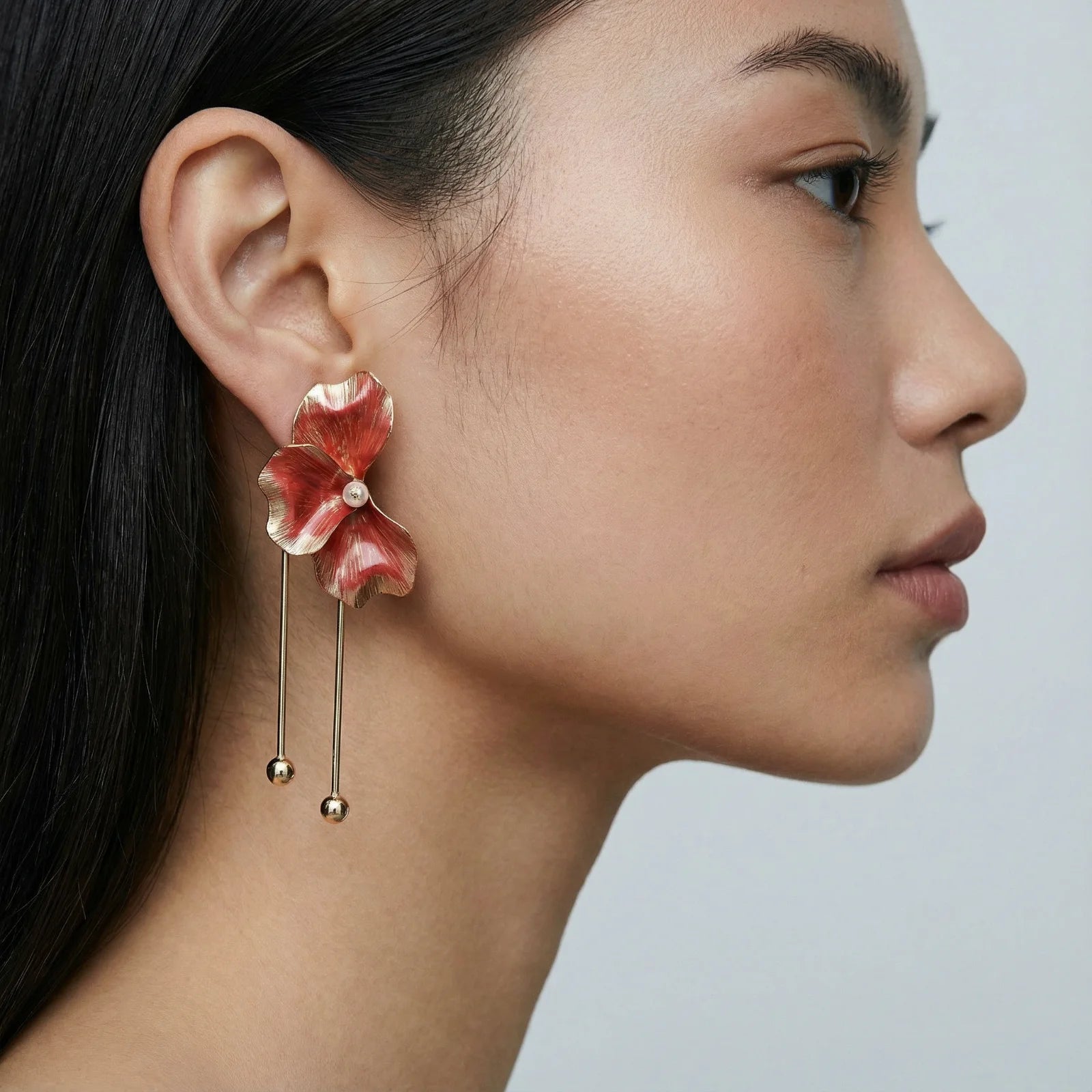 Coral Veil Drop Earrings