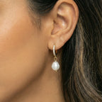 Golden Pearl Huggie Hoops