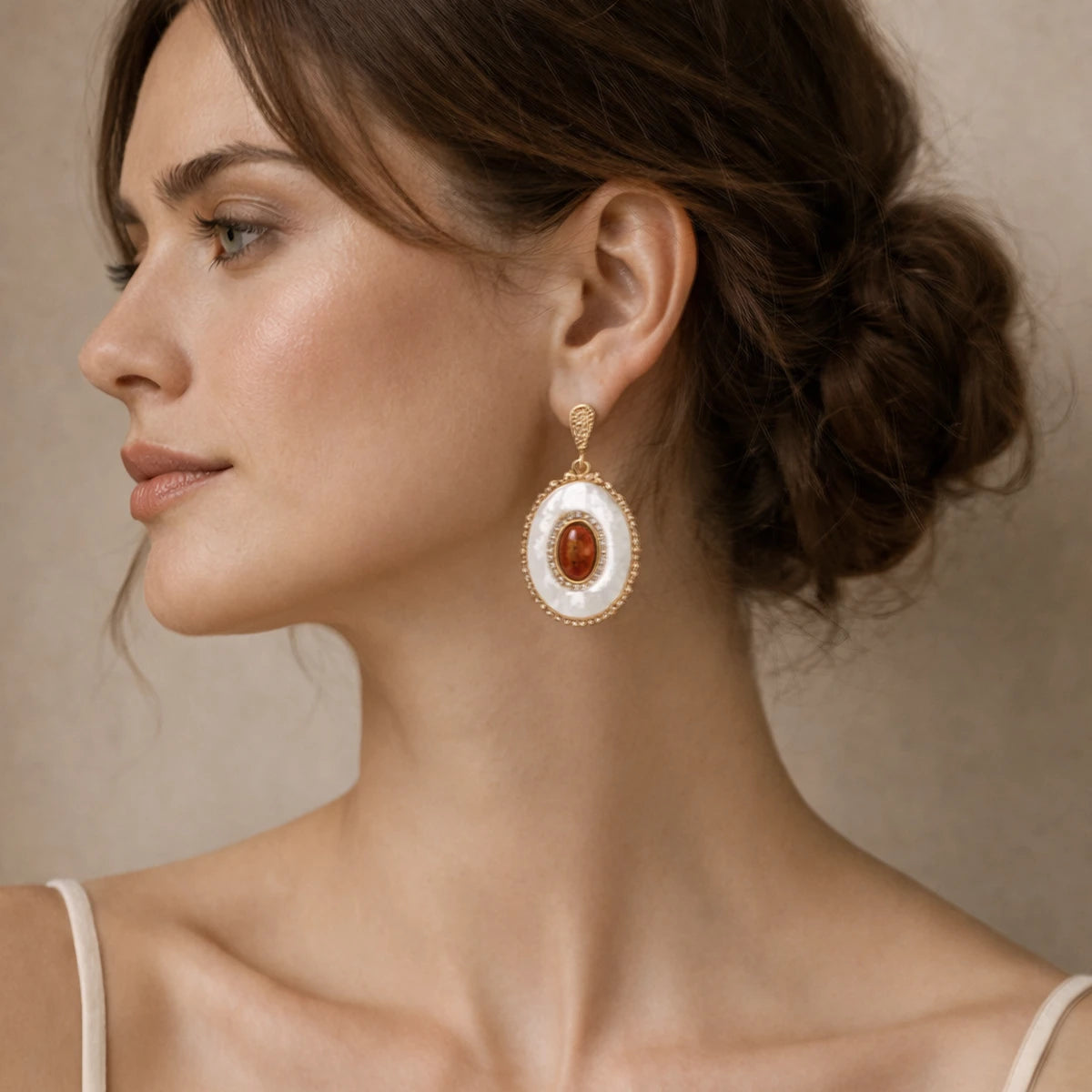 Golden Hour Mother of Pearl Drop Earrings