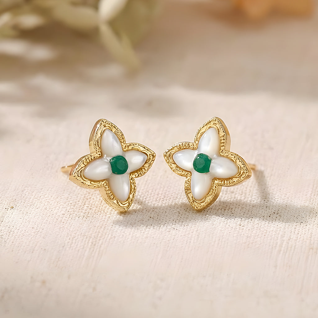 Lilac Poise Stud Earrings on a model