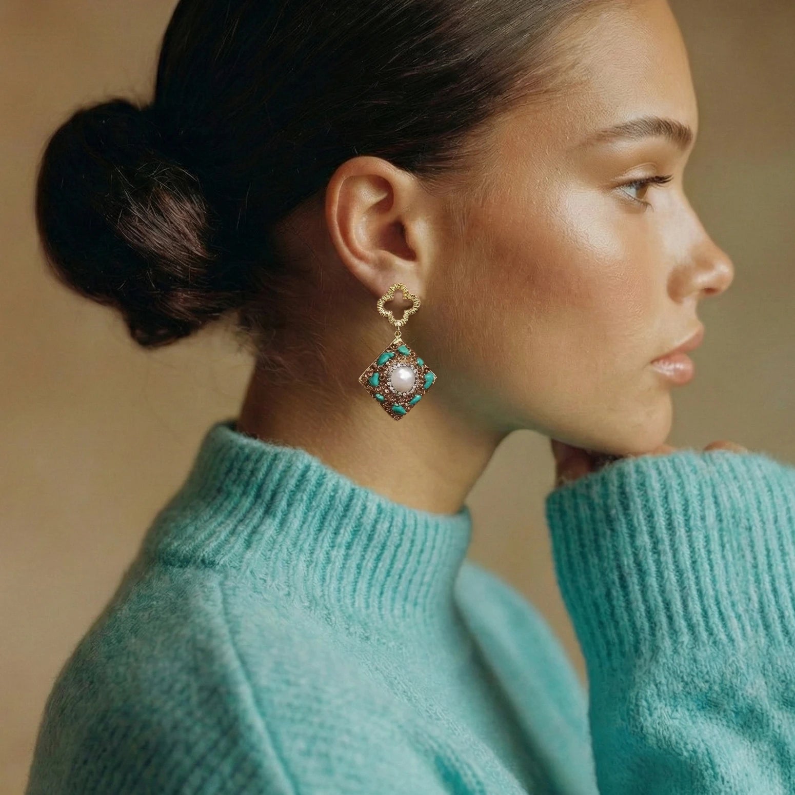 Ornamental Grounding Drop Earrings