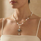 Ornate Pearl Y-Drop Necklace