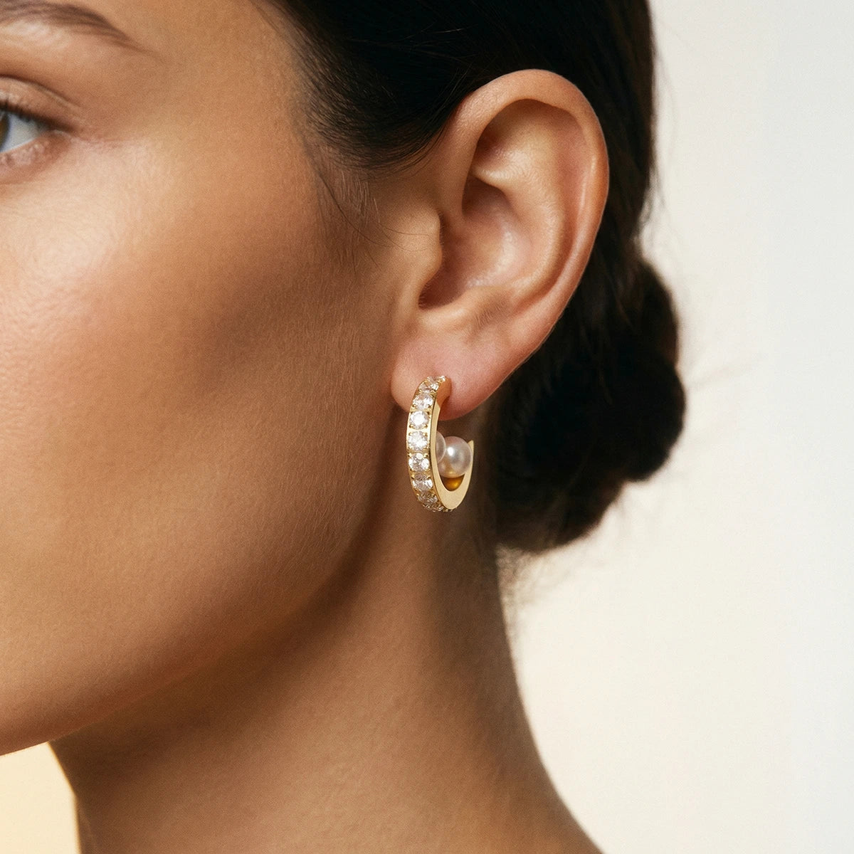 Radiant Pearl Hoop Earrings