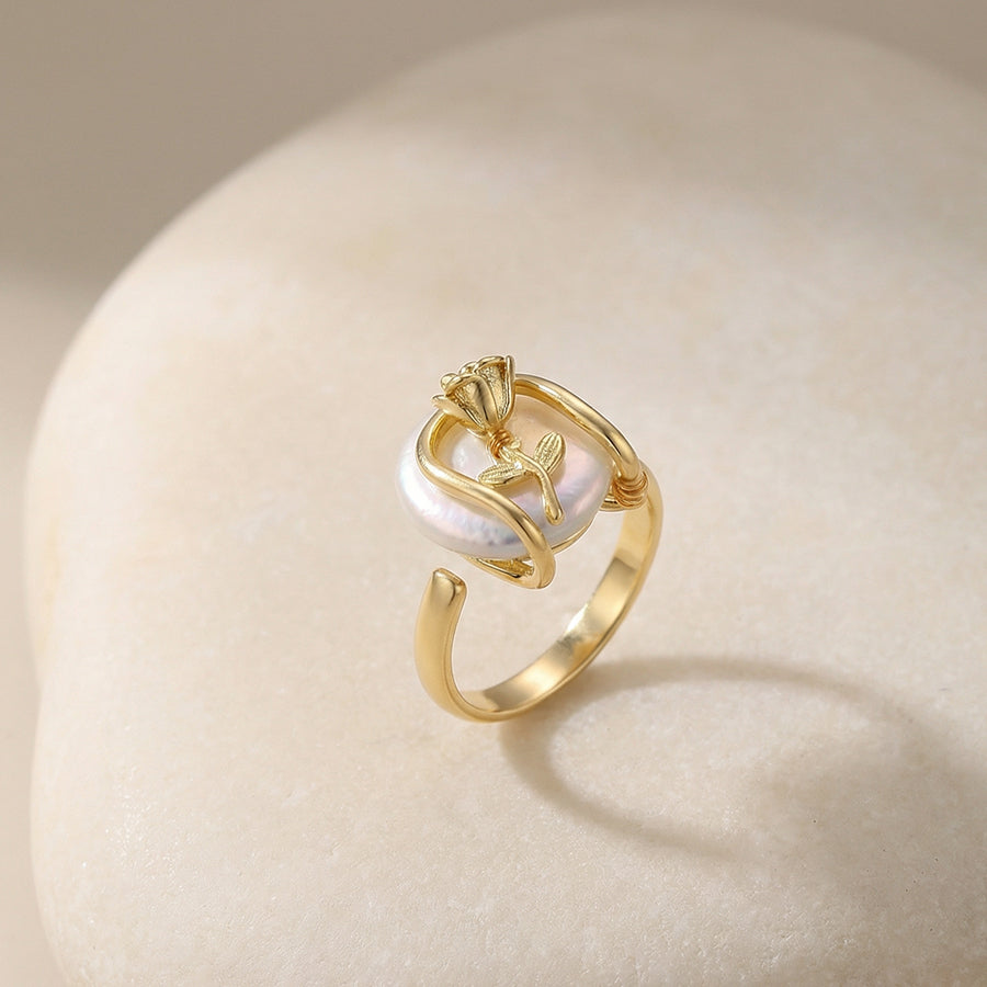 The Sculpted Bloom Pearl Ring Image