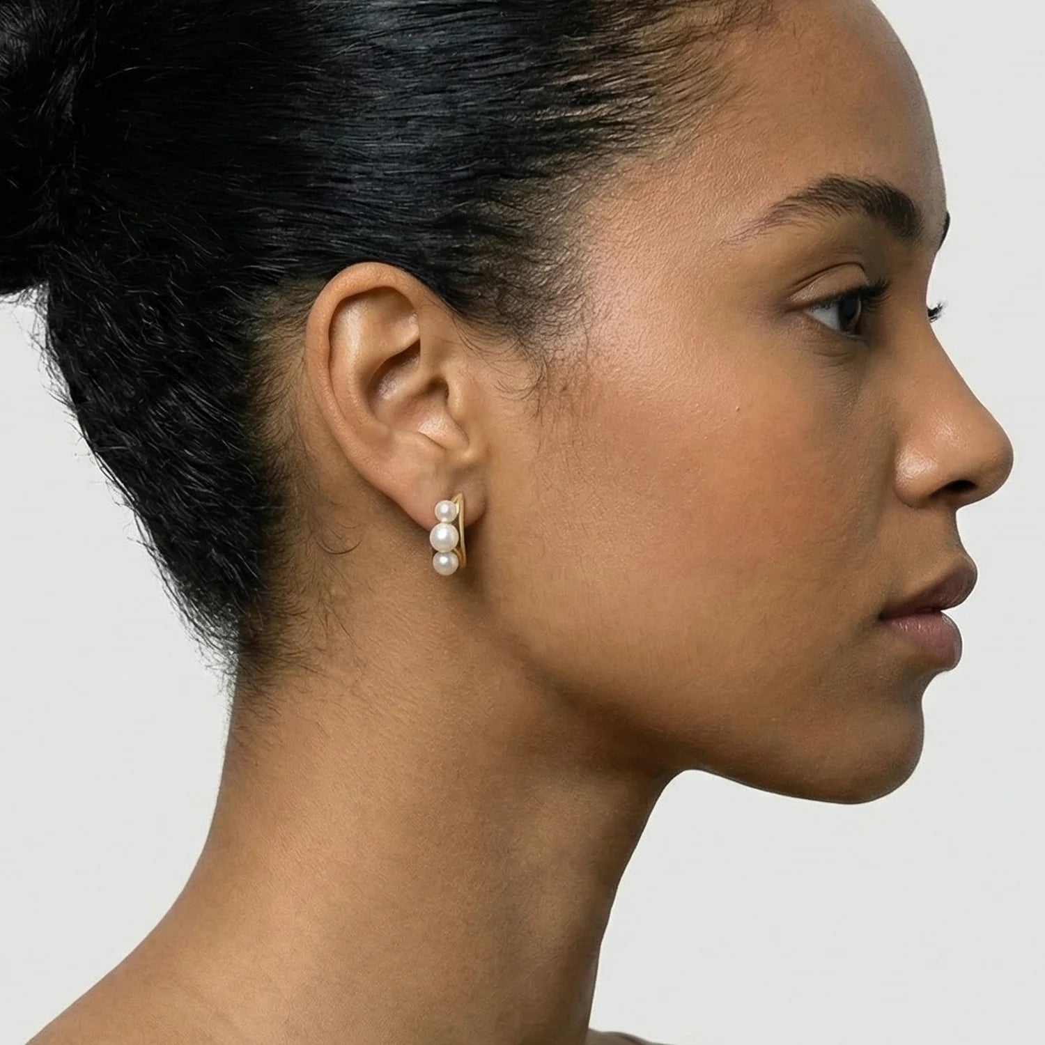 Trio Curve Pearl Studs