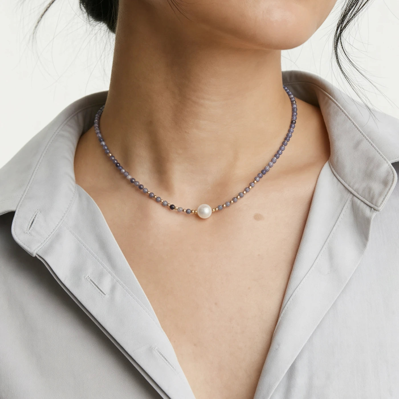 Twilight Iolite Pearl Necklace